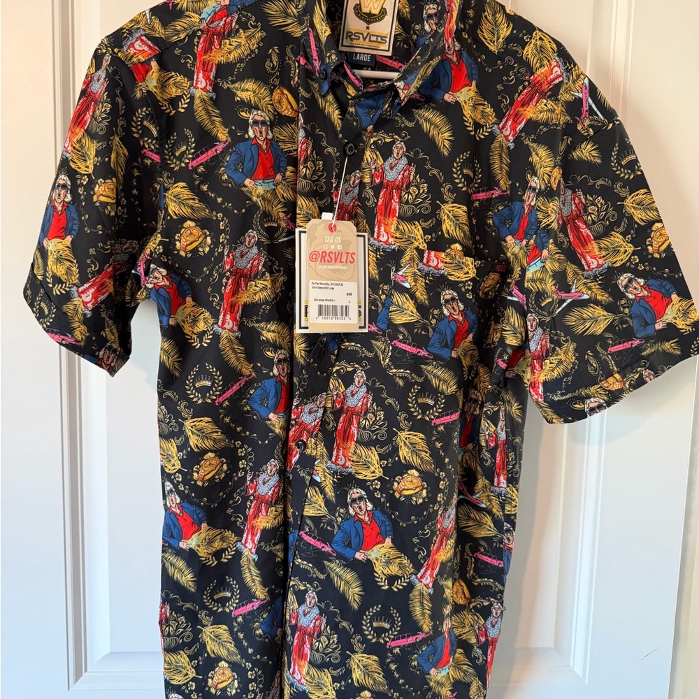 RSVLTS Men's Black and Gold Graphic Shirt